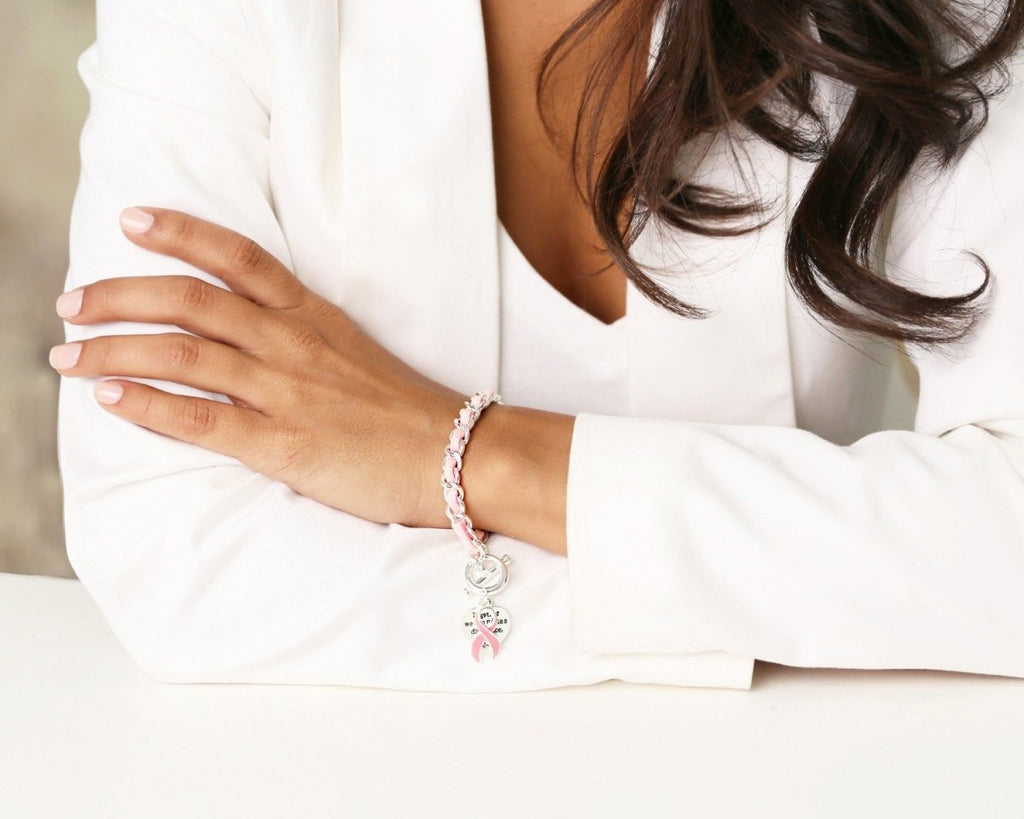 Breast Cancer Awareness Pink Ribbon Leather Rope Bracelets The Awareness Company