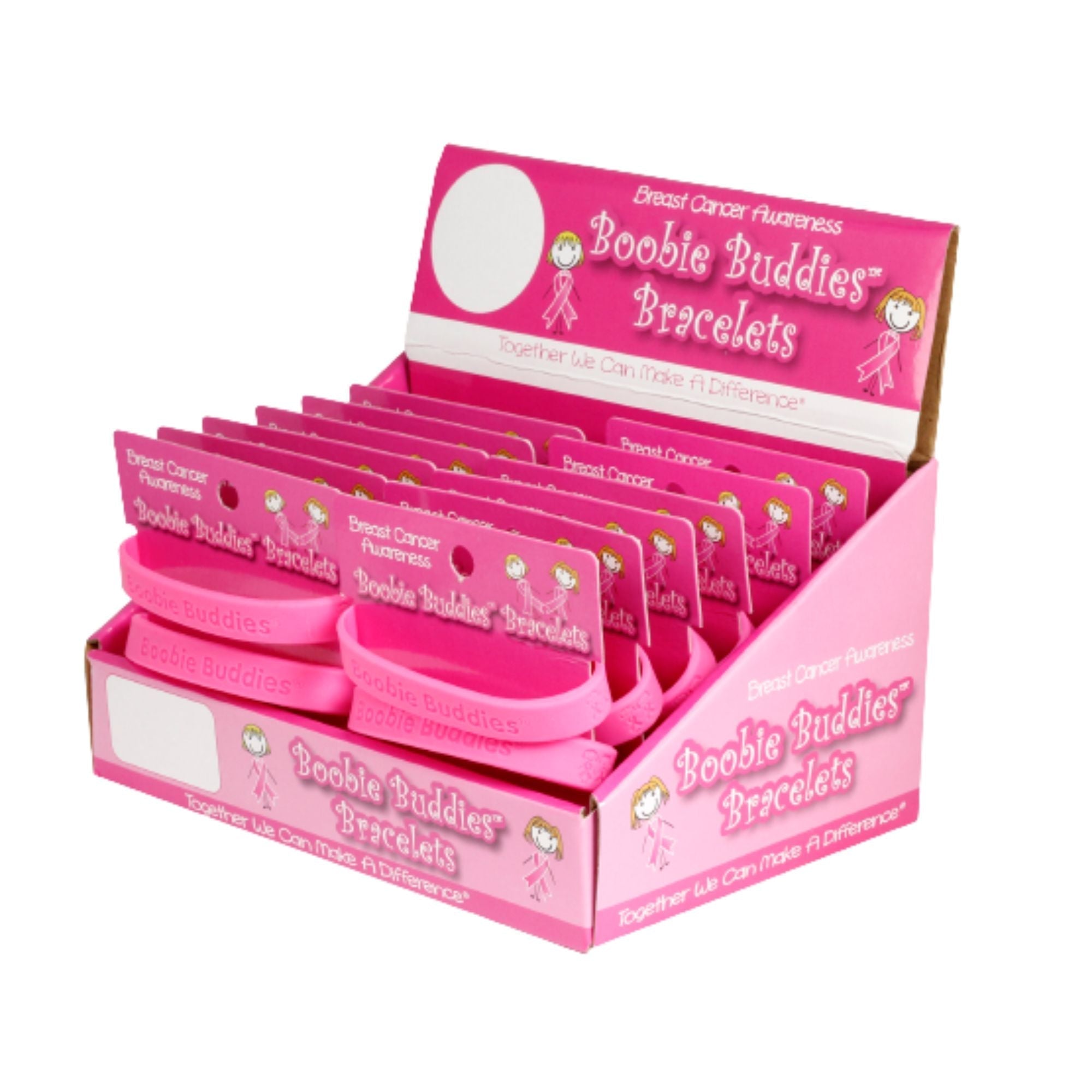 Breast Cancer Boobie Buddie Bracelet Counter Display (12 Cards) The Awareness Company