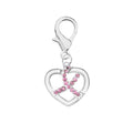 Breast Cancer Crystal Pink Ribbon Silver Heart Hanging Charms The Awareness Company