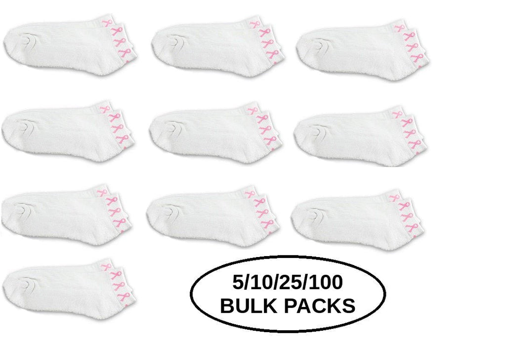 5/10/25/100 Breast Cancer Pink Ribbon Socks The Awareness Company