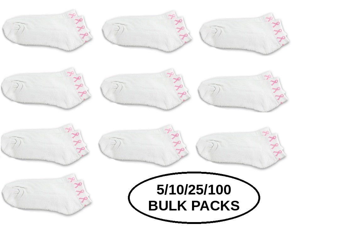 5/10/25/100 Breast Cancer Pink Ribbon Socks The Awareness Company