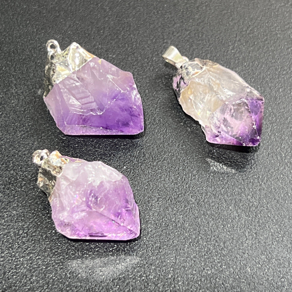 Purple Amethyst Crystal Point Pendant (Silver Plated) Wholesale Amazing Crystals
