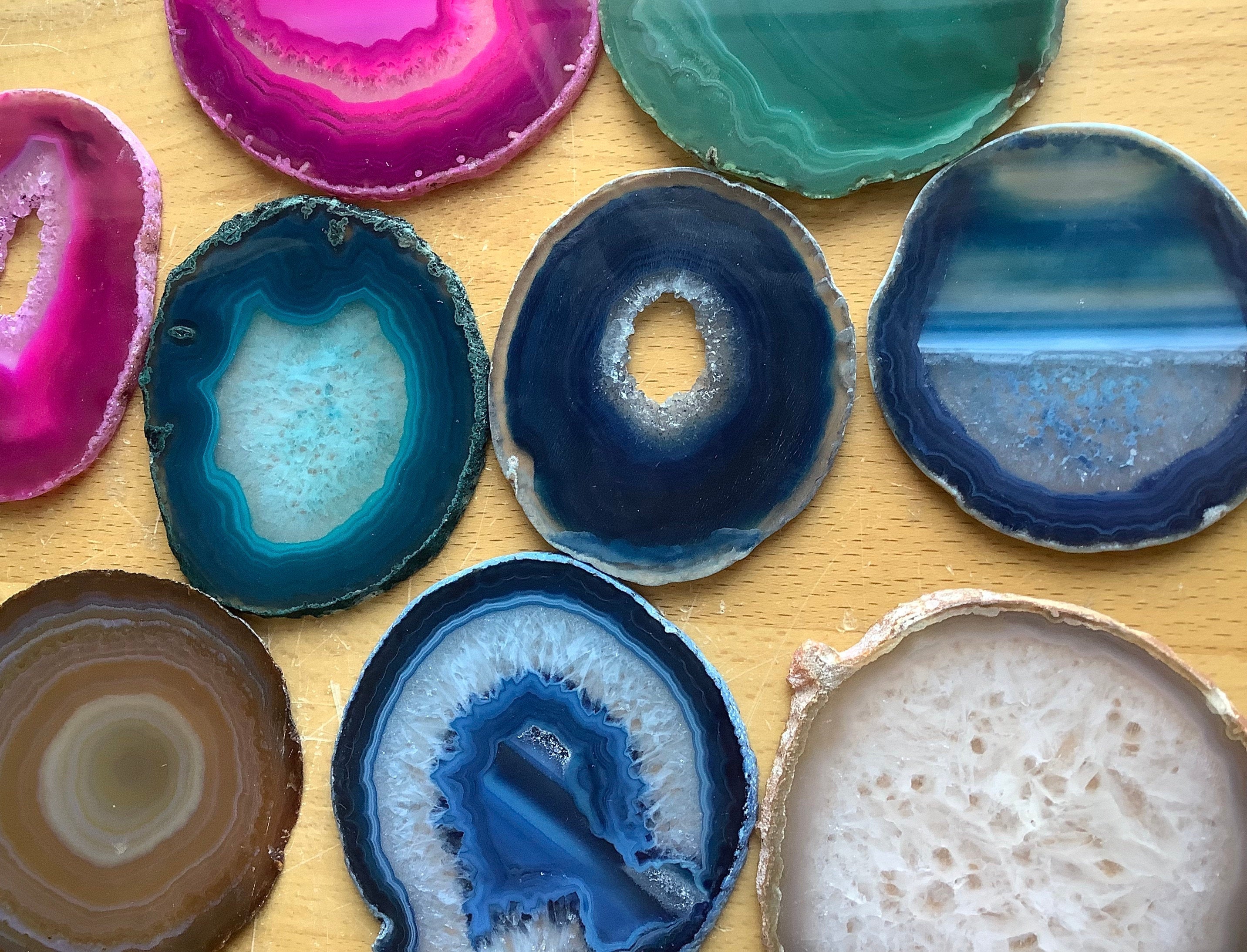 Large Agate Slice (4.5 - 5 Inches) Size #5 Round Crystal Slab Polished Escort Place Cards Coaster Amazing Crystals
