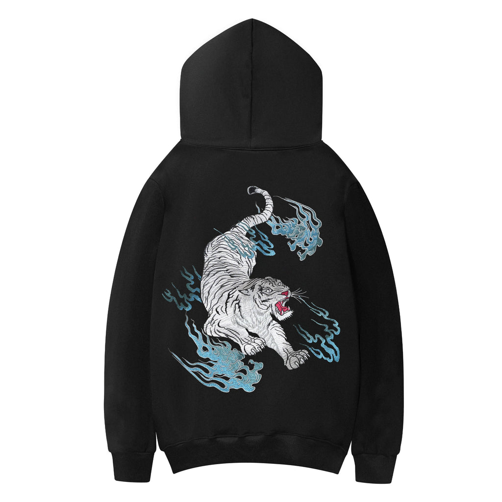 KH9817 Flaming White Tiger Hoodie Niepce