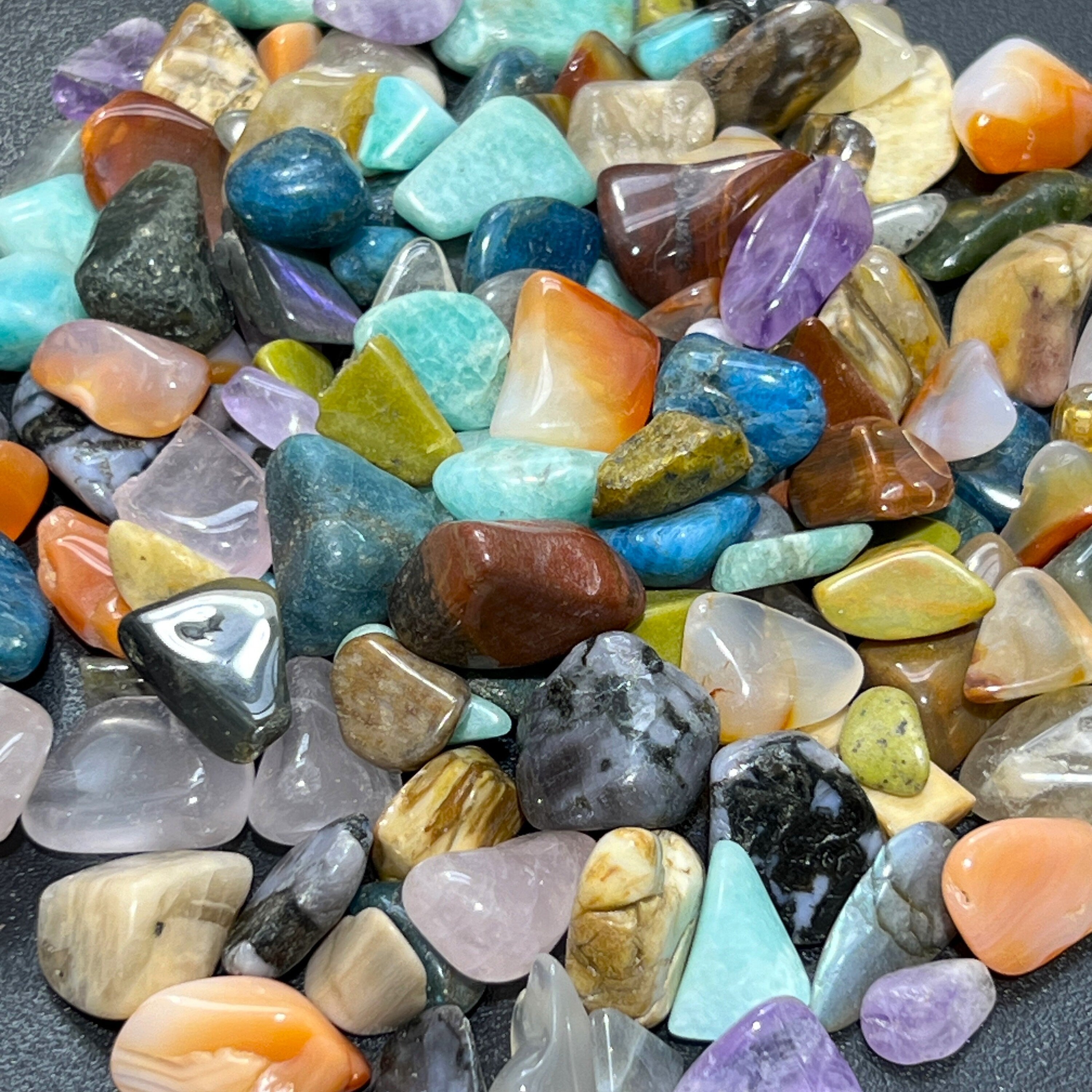 Madagascar Small Tumbled Stone Mix (By The Ounce Or Pound) Apatite Rose Quartz Labradorite Amazonite Amethyst Amazing Crystals