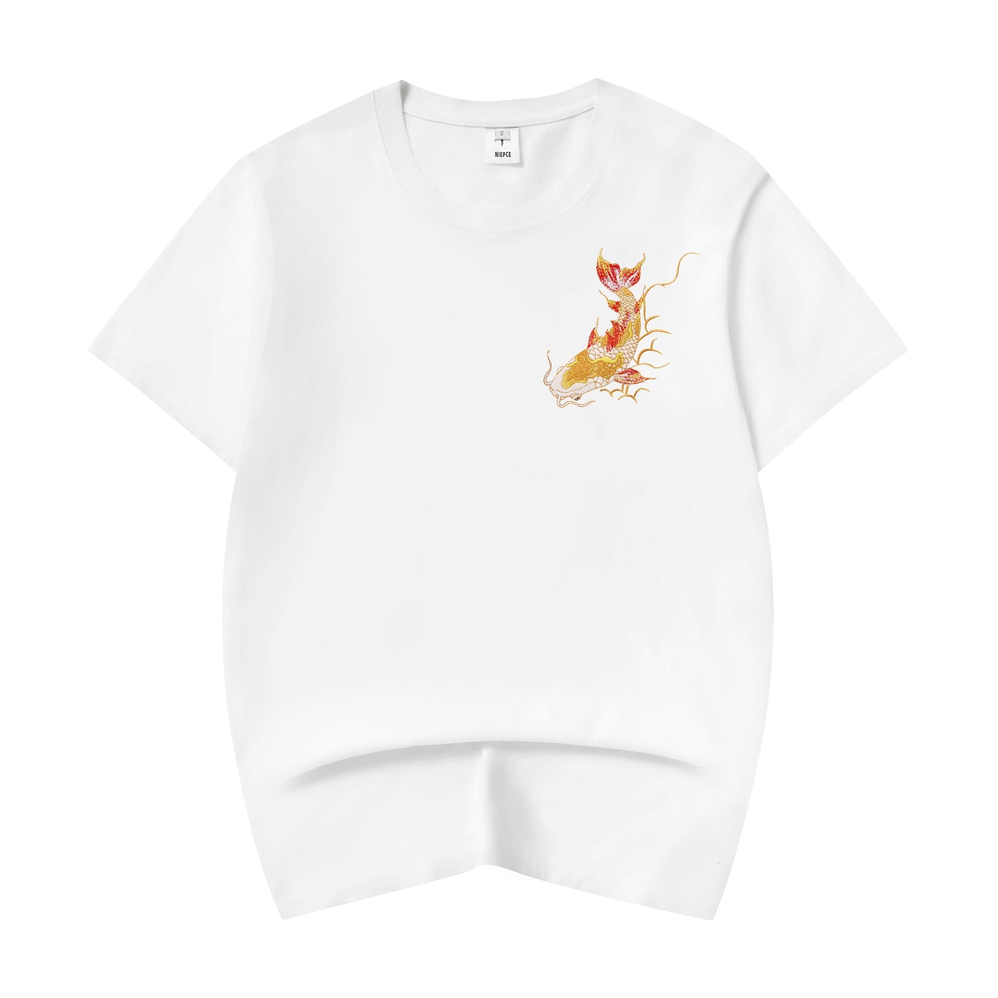 KH852 Golden Koi Fish Embroidery Tee Niepce
