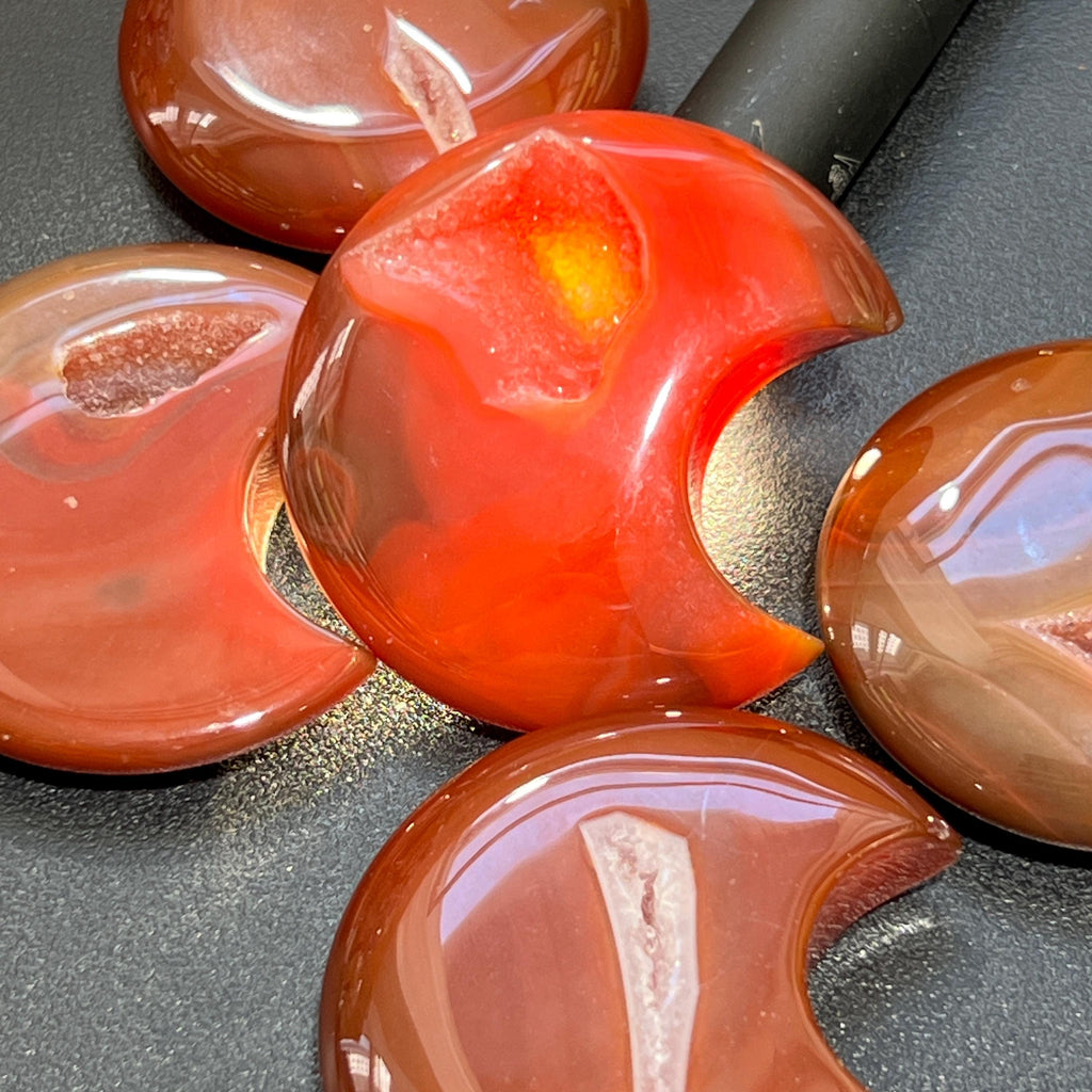 Red Sardonyx Crescent Moon Crystal Carving Amazing Crystals