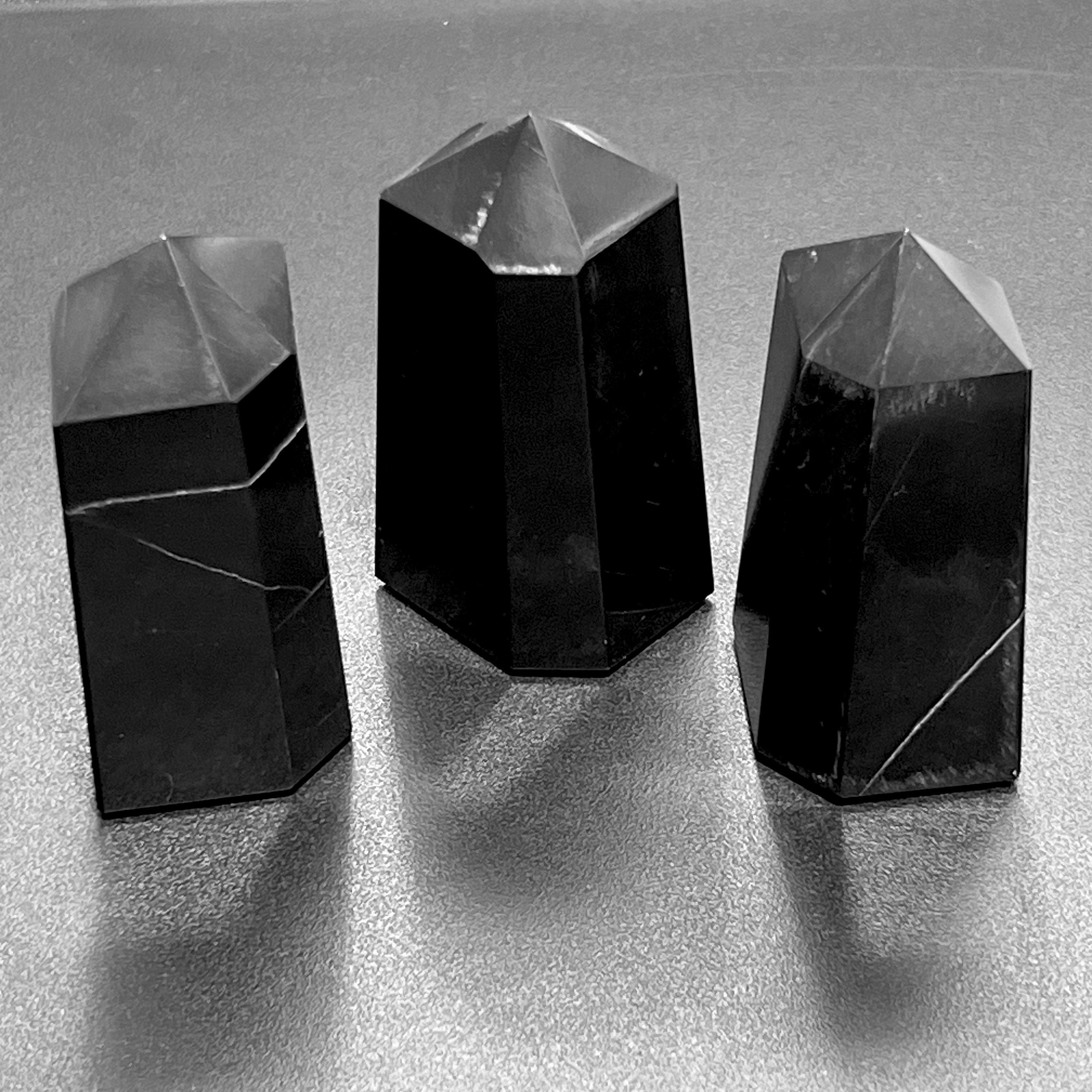 Black Obsidian Point Tower Carving Gemstone Statue Home Decor Volcanic Glass Amazing Crystals