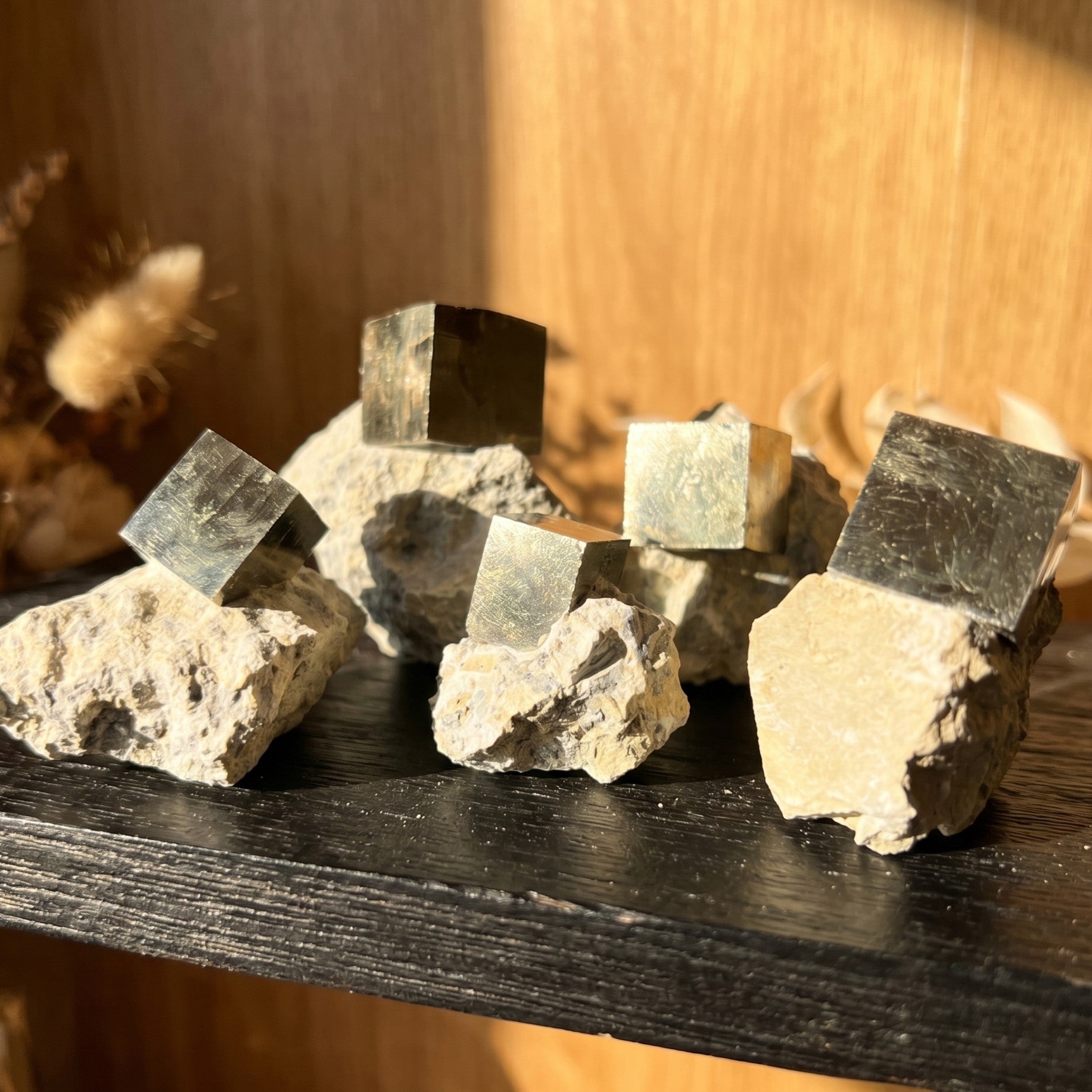 Golden Iron Pyrite Crystal Cubes In Rough Raw Matrix Amazing Crystals