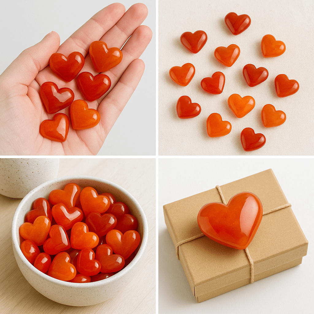 Carnelian Agate Mini Hearts – Sold by the Pound KREATEUR MIAMI