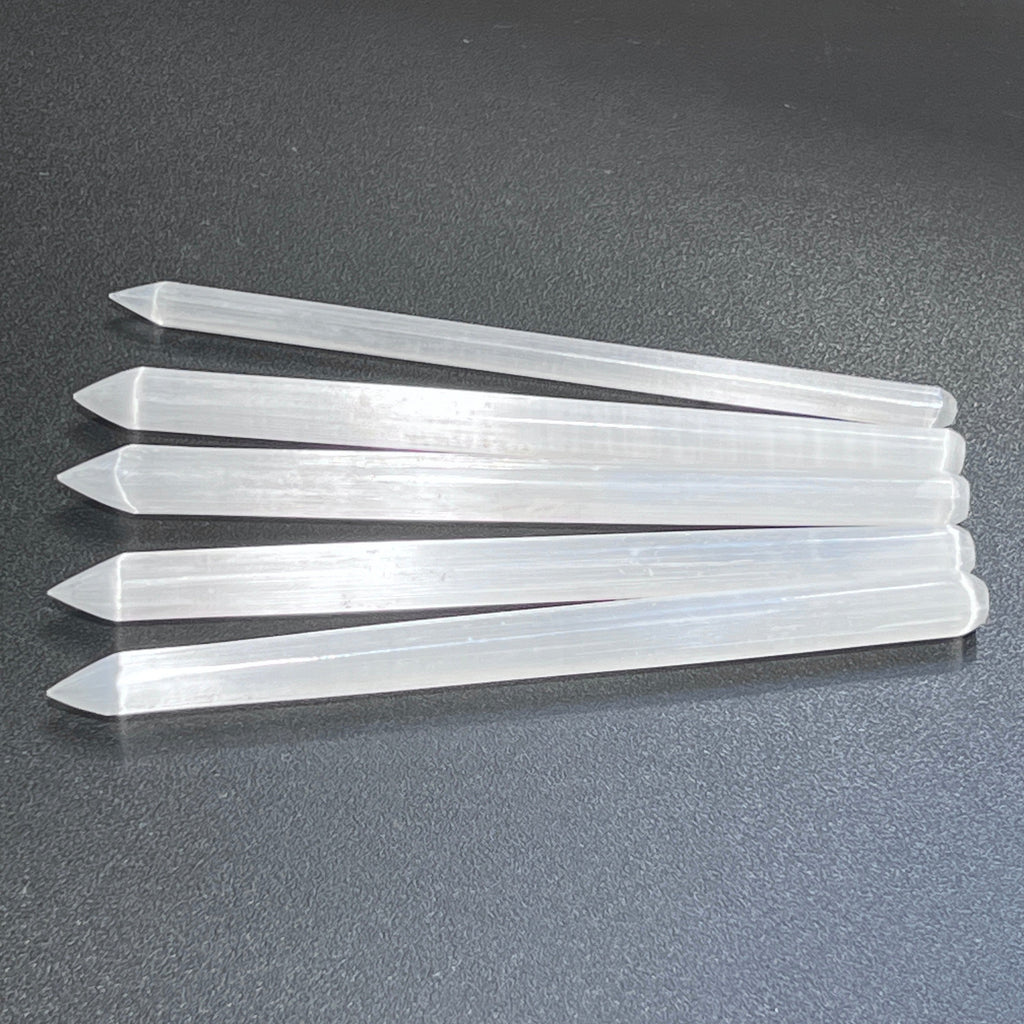 Selenite Crystal Wand Point Thin Pencil Shaped Crystal Carving Amazing Crystals