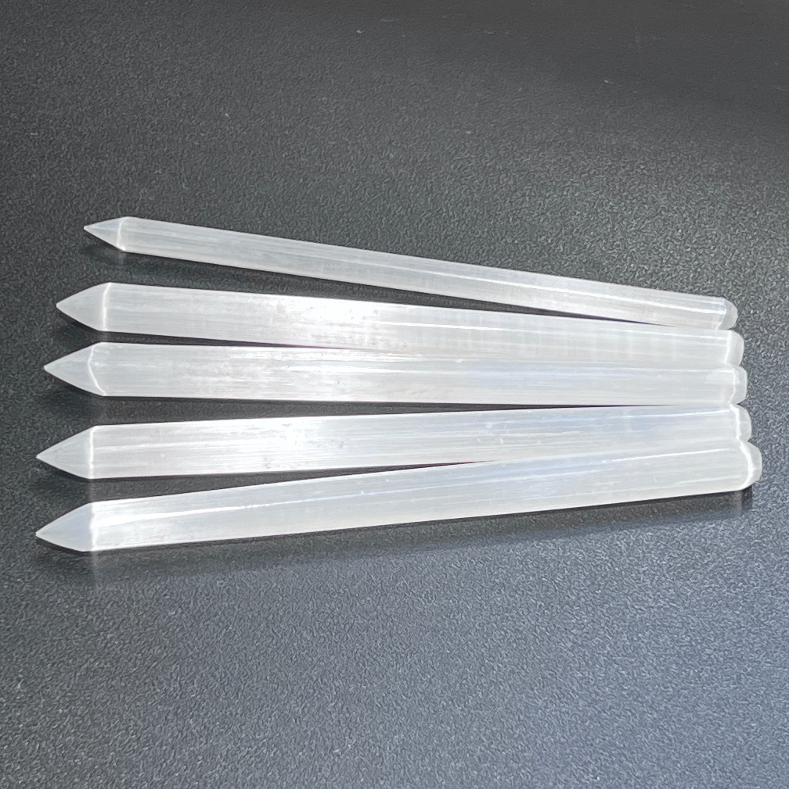 Selenite Crystal Wand Point Thin Pencil Shaped Crystal Carving Amazing Crystals