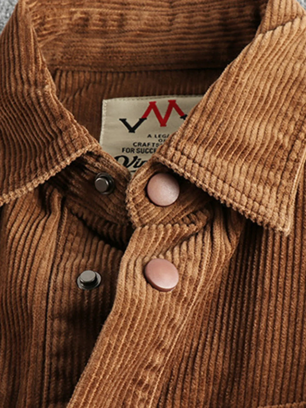 Men's Plus Size Corduroy Button Up Long Sleeve Jacket NicholesGifts