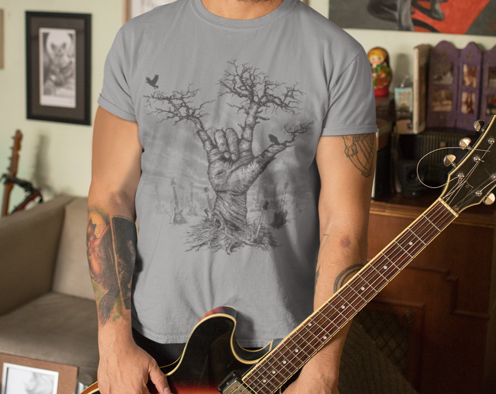 Metal Tree Hand Design w/Guitars Taboo