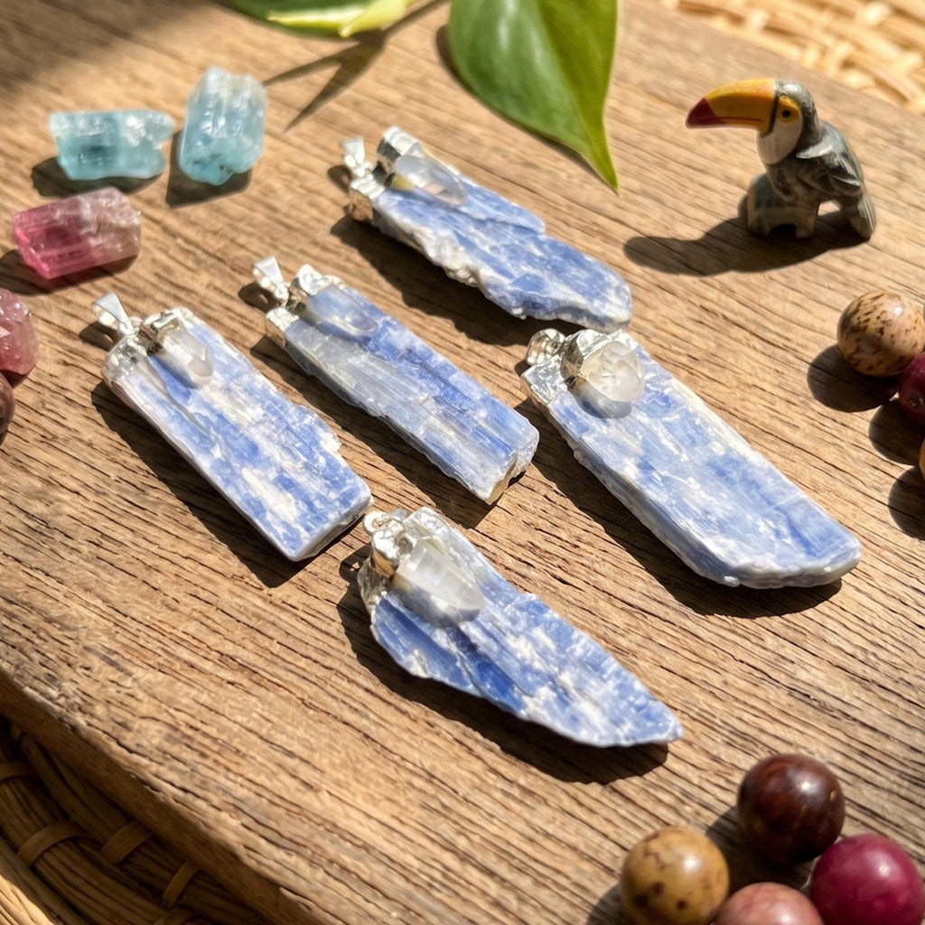 Kyanite and Quartz Crystal Pendant (Silver Plated) Amazing Crystals