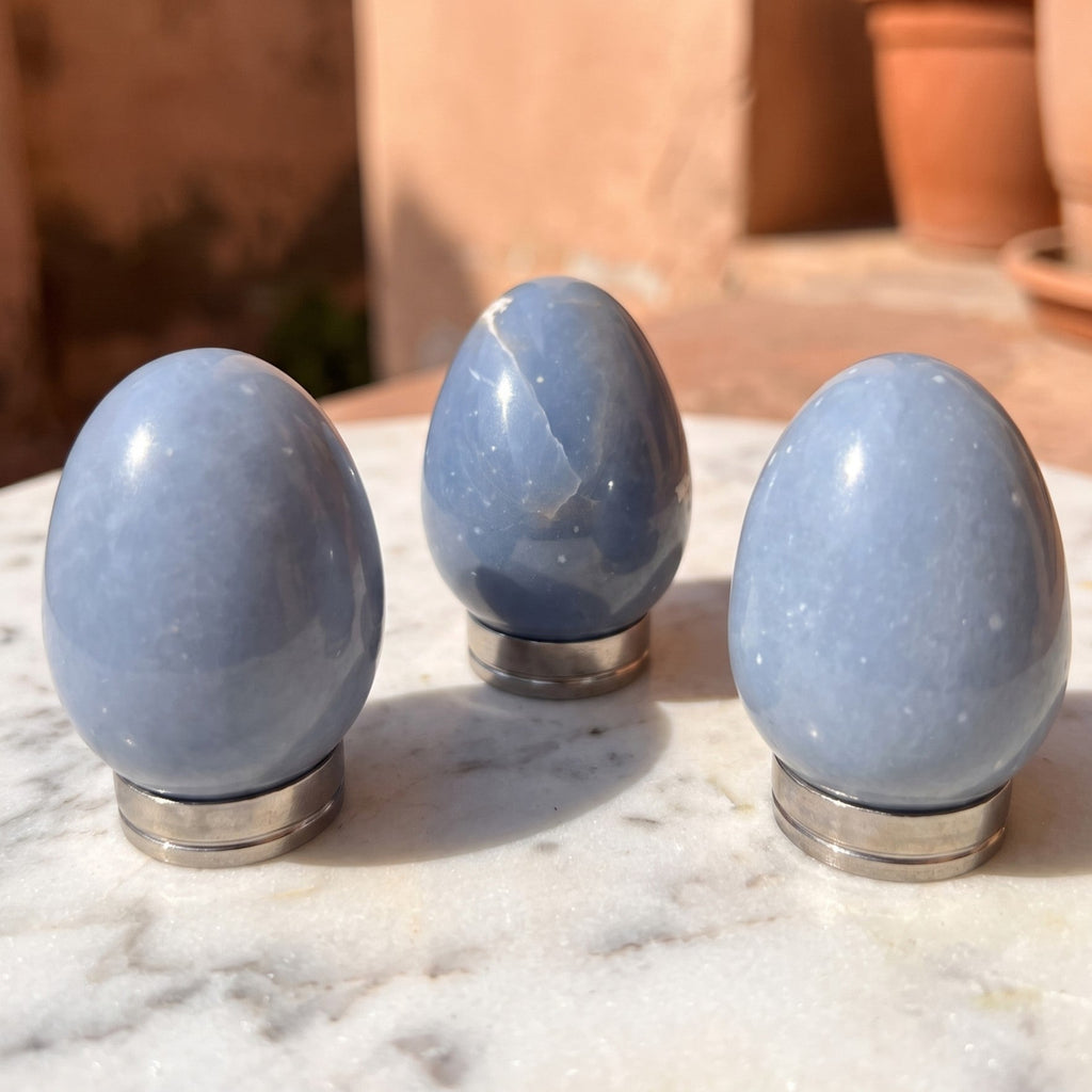 Blue Angelite Crystal Egg Carving Amazing Crystals