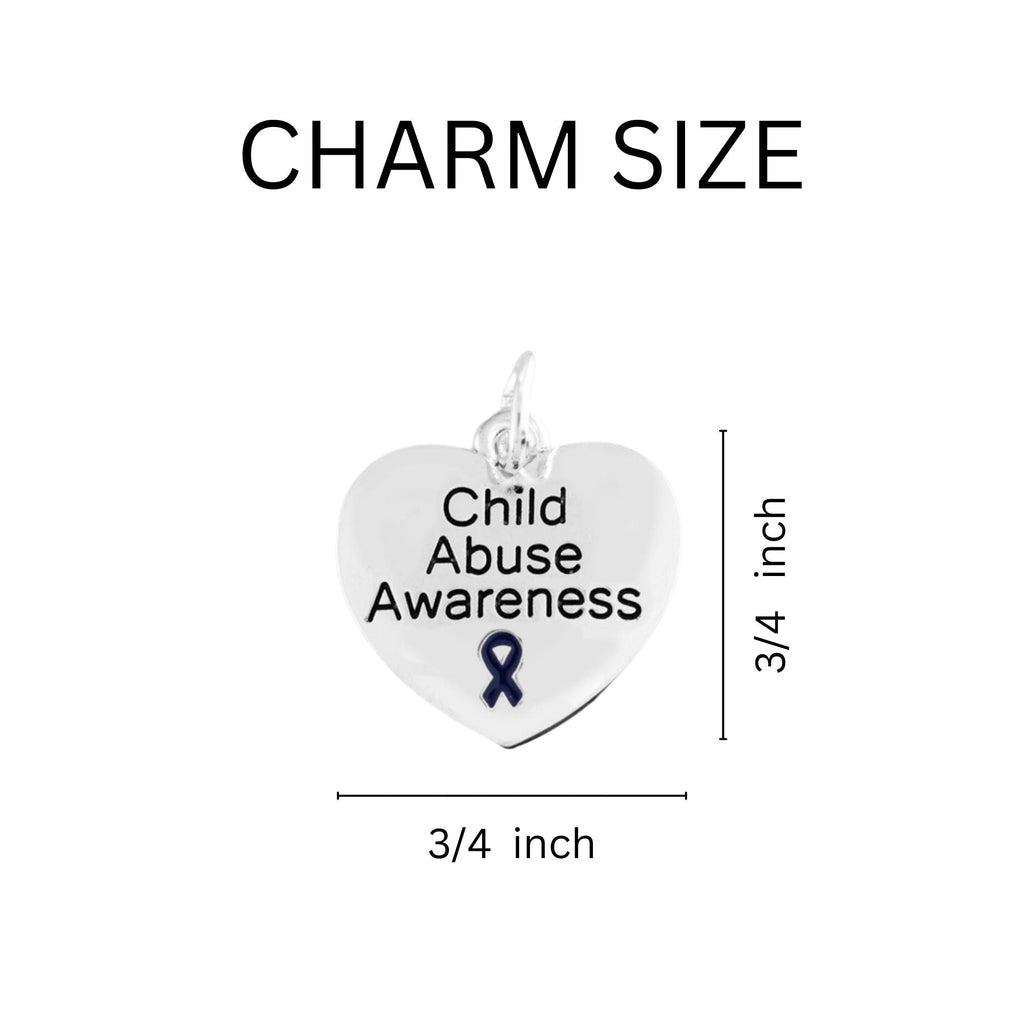Child Abuse Awareness Dark Blue Ribbon Heart Charm Necklaces The Awareness Company