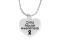 Child Abuse Awareness Dark Blue Ribbon Heart Charm Necklaces The Awareness Company