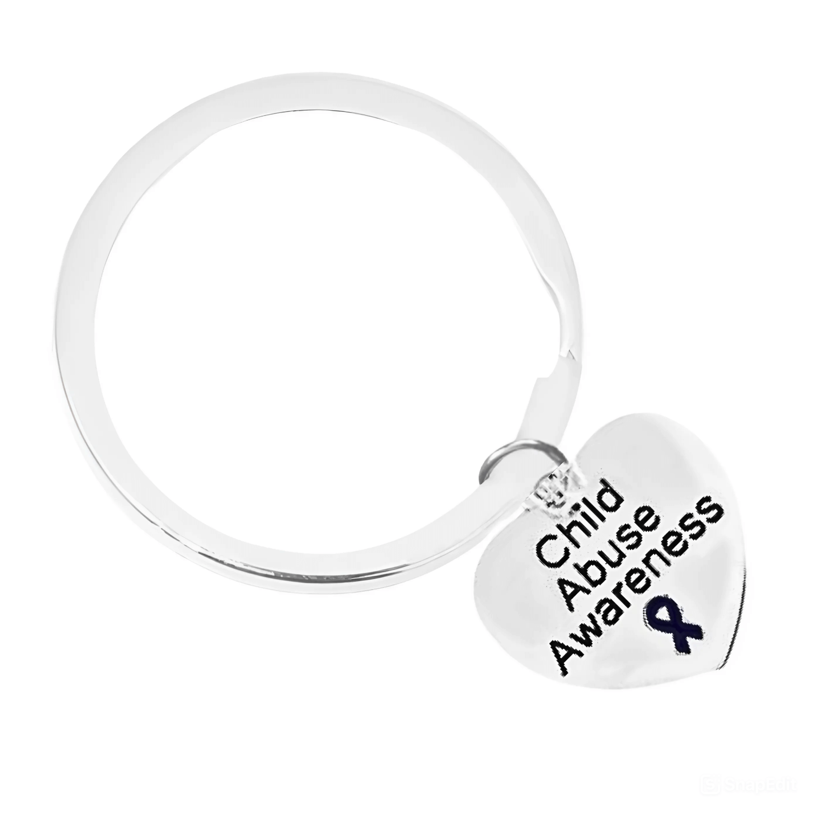 Child Abuse Awareness Dark Blue Ribbon Heart Charm Split Style Key Chains The Awareness Company