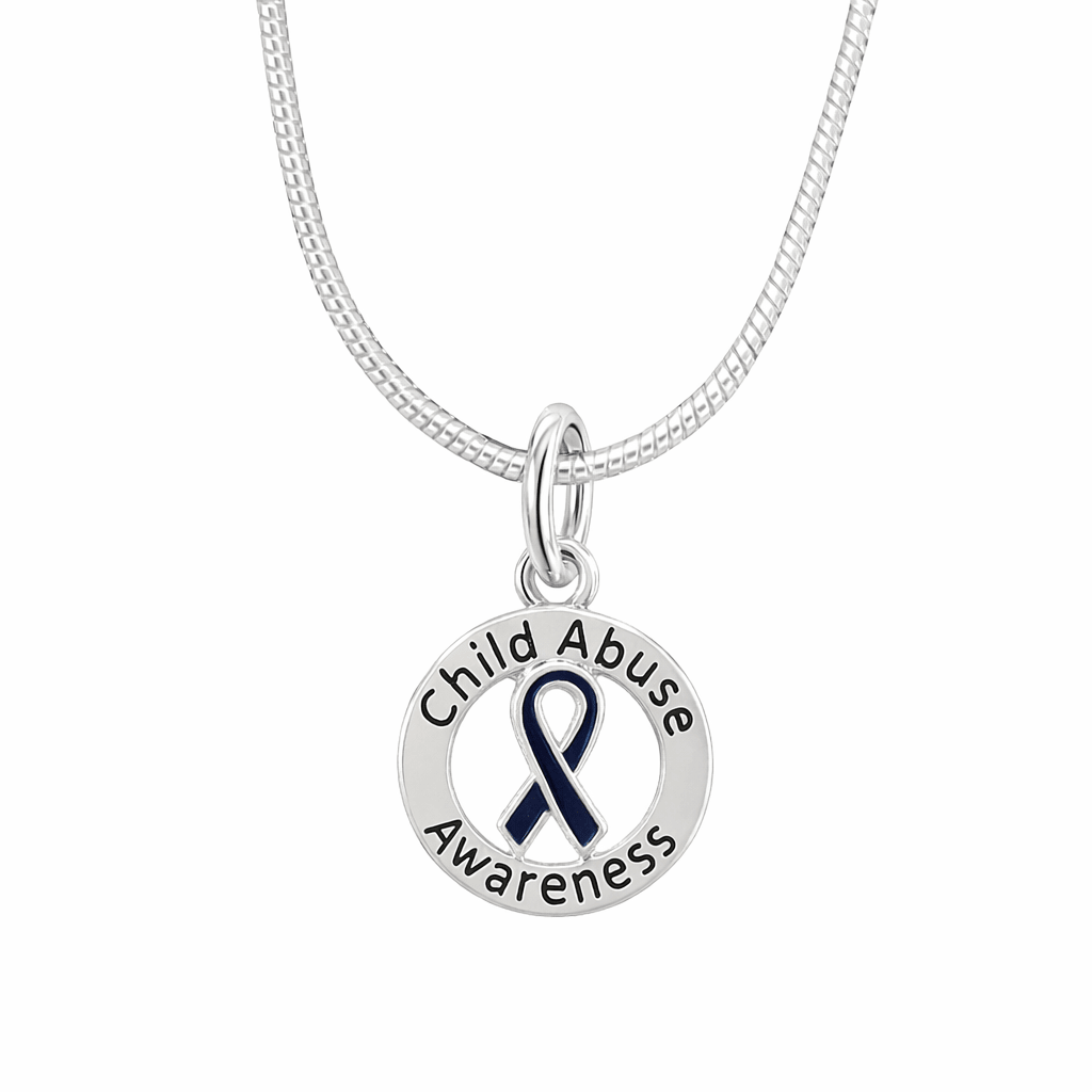 Child Abuse Awareness Dark Blue Ribbon Necklaces The Awareness Company