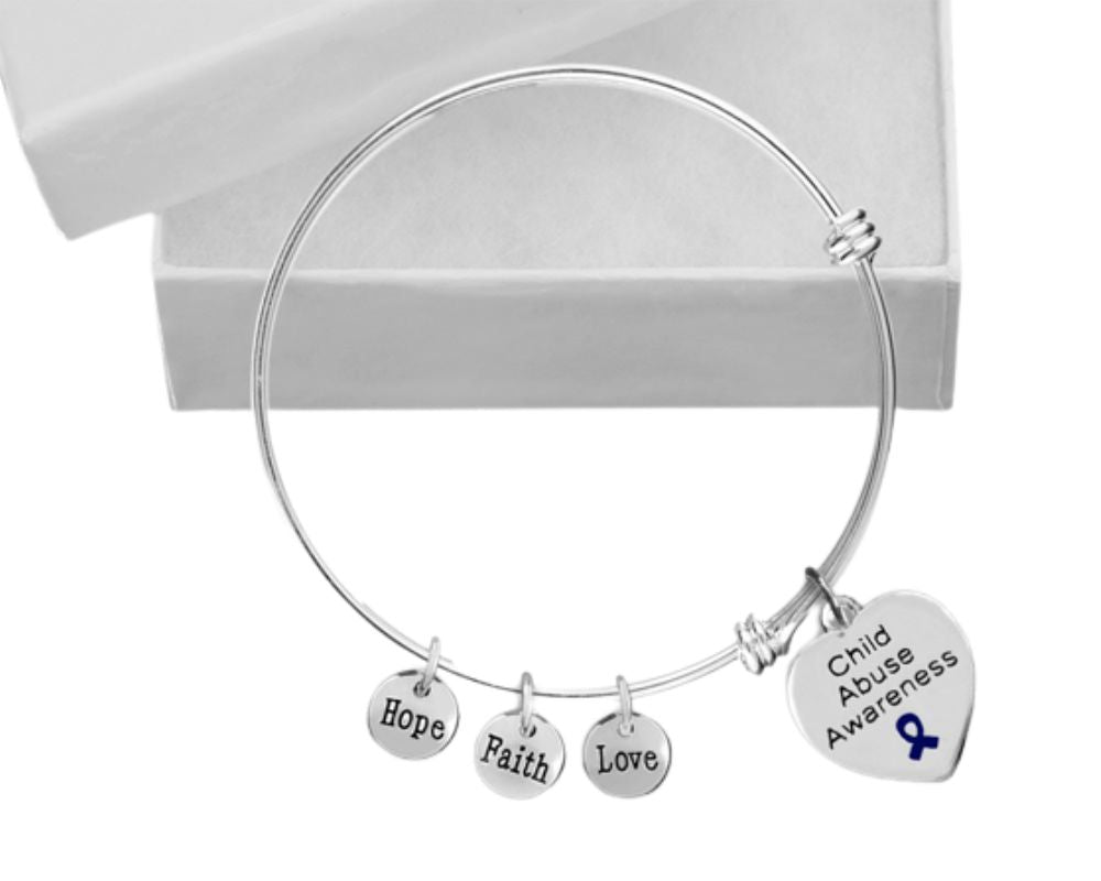 Child Abuse Awareness Heart Charm Retractable Bracelets The Awareness Company