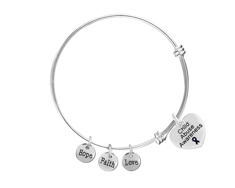 Child Abuse Awareness Large Heart Retractable Charm Bracelets The Awareness Company