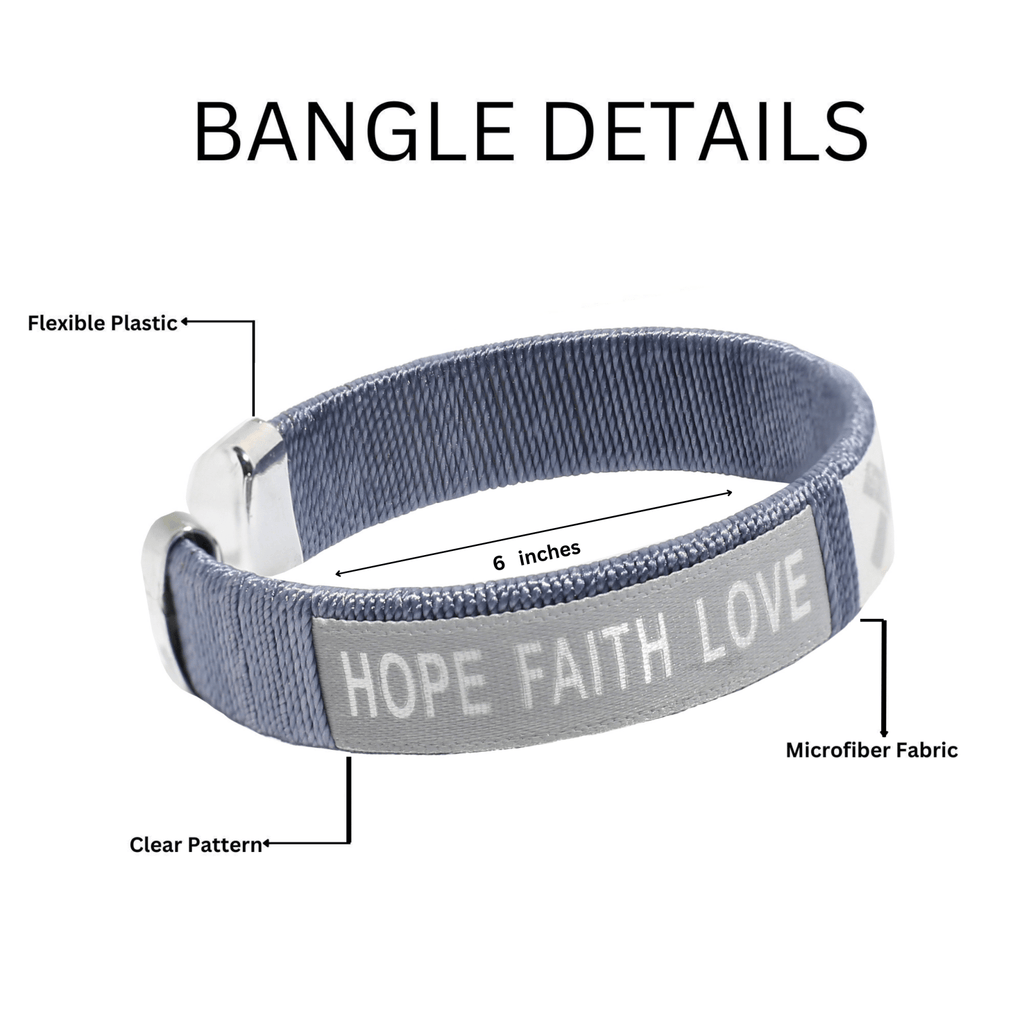 Child Size Gray Ribbon Bangle Bracelets The Awareness Company