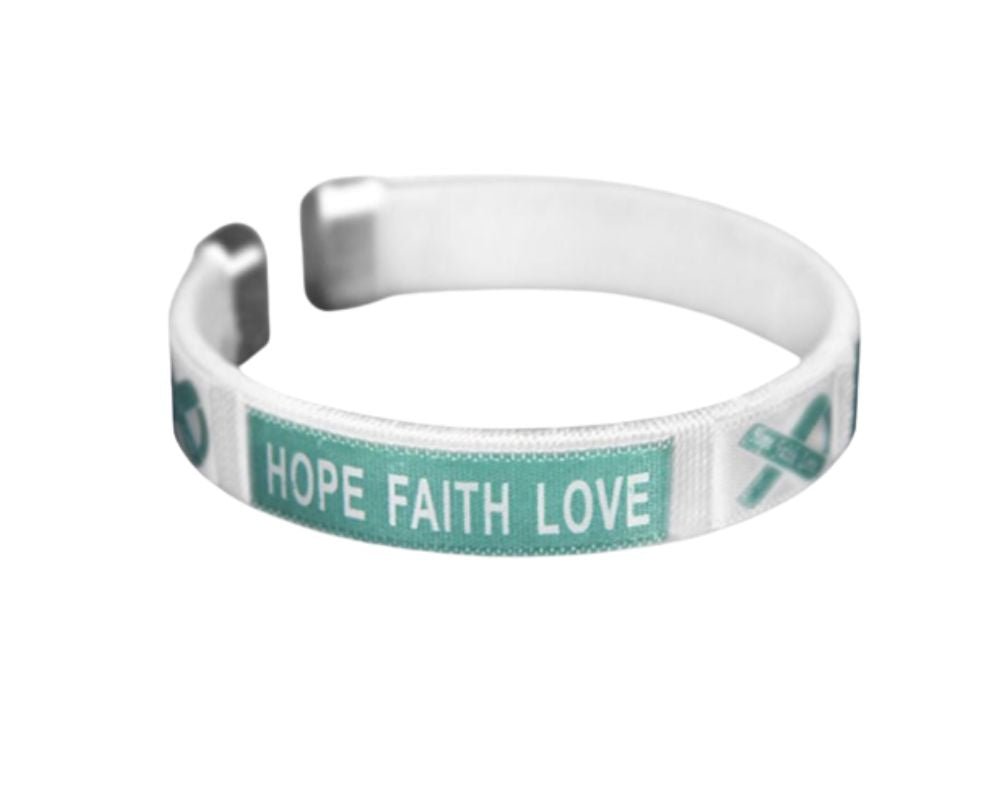 Child Size Teal Ribbon Bangle Bracelets The Awareness Company