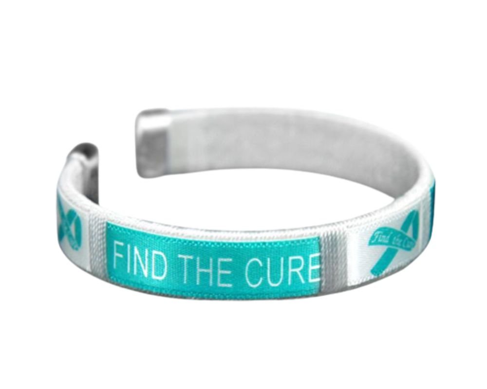 Child Size Teal Ribbon Cure Bangle Bracelets The Awareness Company