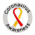 Circle Coronavirus Disease (COVID-19) Red & Yellow Ribbon Pins The Awareness Company