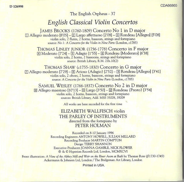 James Brooks - English Classical Violin Concertos (CD) | Near Mint (NM) Near Mint (NM) Love Vinyl Records
