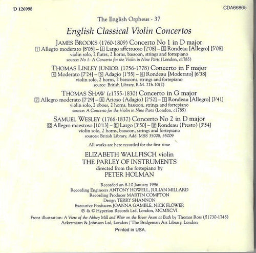 James Brooks - English Classical Violin Concertos (CD) | Near Mint (NM) Near Mint (NM) Love Vinyl Records