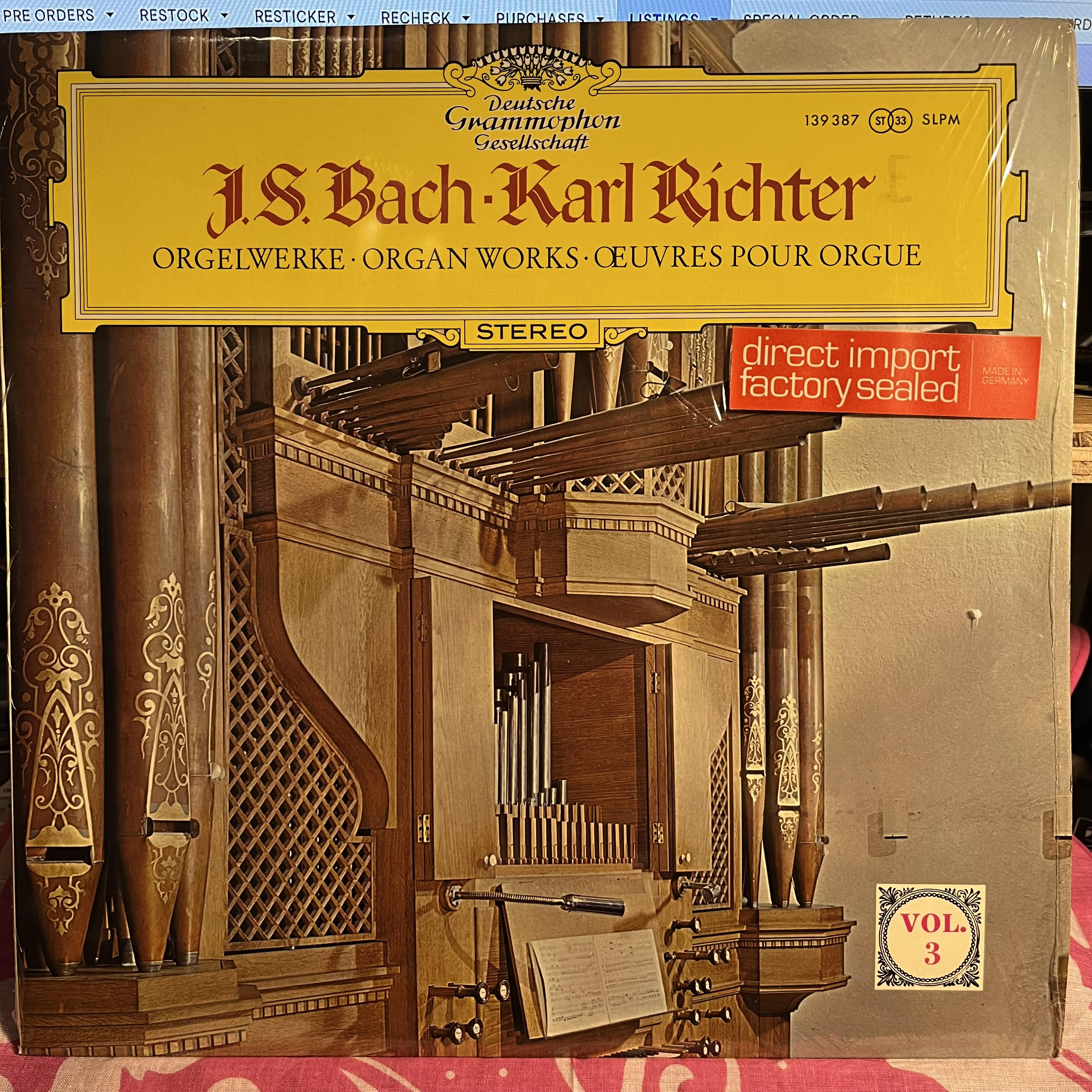 Johann Sebastian Bach - Orgelwerke = Organ Works = Œuvres Pour Orgue (Vol. 3) *SHRINK/GERMANY* | Near Mint (NM) Near Mint (NM) Love Vinyl Records