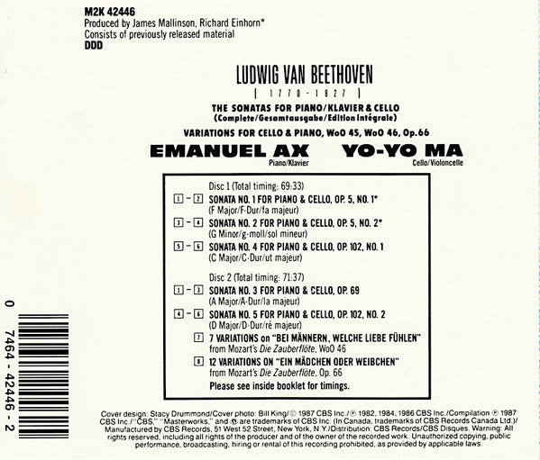 Ludwig van Beethoven - The Sonatas For Piano/Klavier & Cello (2xCD) | Near Mint (NM) Near Mint (NM) Love Vinyl Records