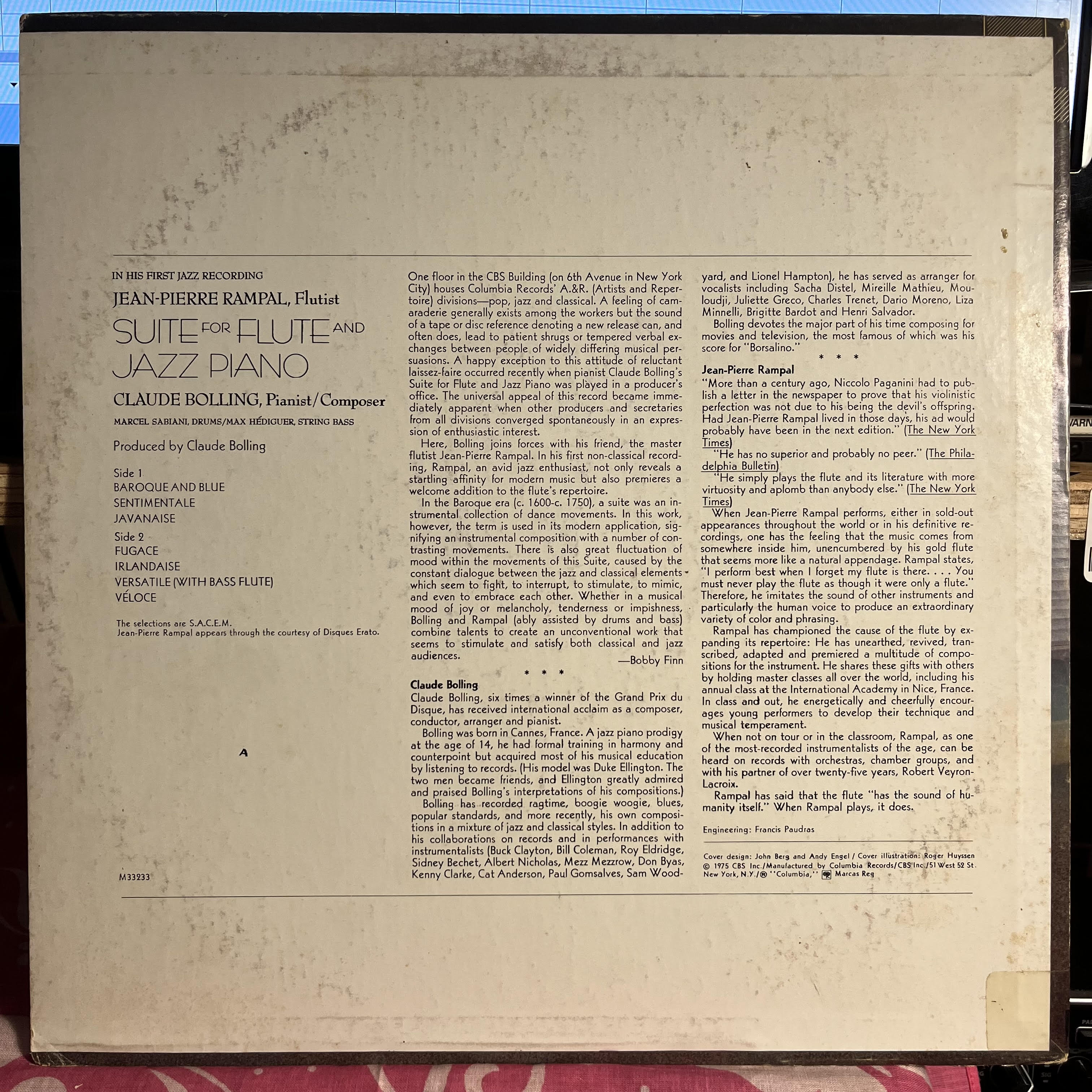 Jean-Pierre Rampal - Suite For Flute And Jazz Piano *TERRE HAUTE* | Near Mint (NM) Very Good Plus (VG+) Love Vinyl Records