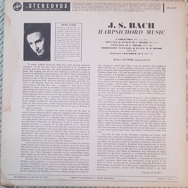 Johann Sebastian Bach - Harpsichord Music / Œuvres Pour Clavecin | Near Mint (NM) Near Mint (NM) Love Vinyl Records