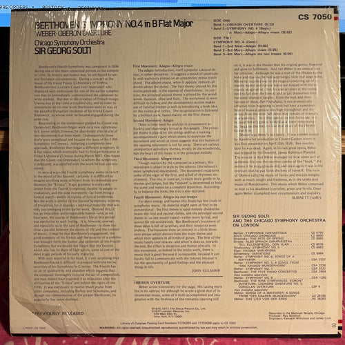 Ludwig Van Beethoven - Symphony No. 4 In B Flat Major · Oberon Overture *SHRINK* | Near Mint (NM) Near Mint (NM) Love Vinyl Records