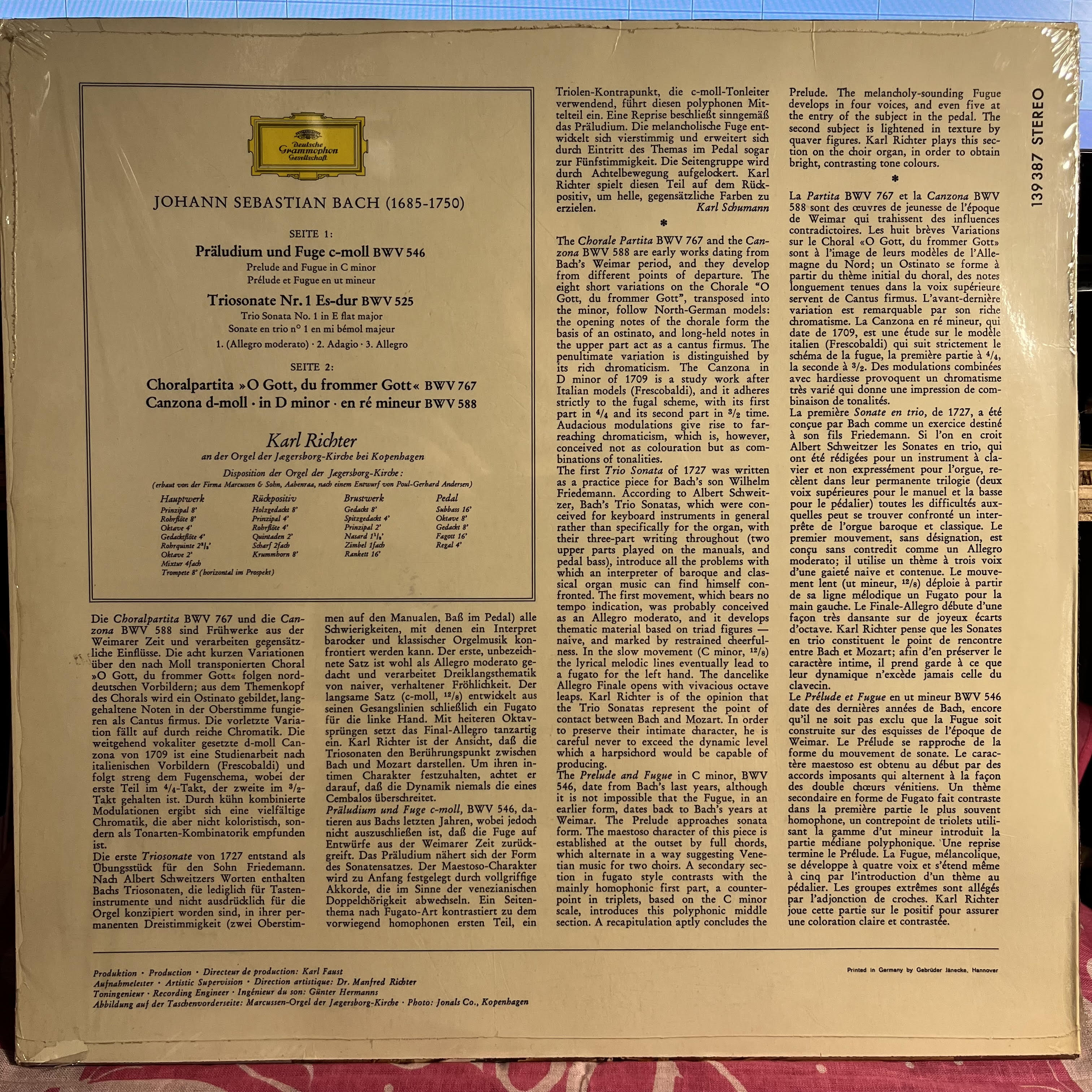 Johann Sebastian Bach - Orgelwerke = Organ Works = Œuvres Pour Orgue (Vol. 3) *SHRINK/GERMANY* | Near Mint (NM) Near Mint (NM) Love Vinyl Records