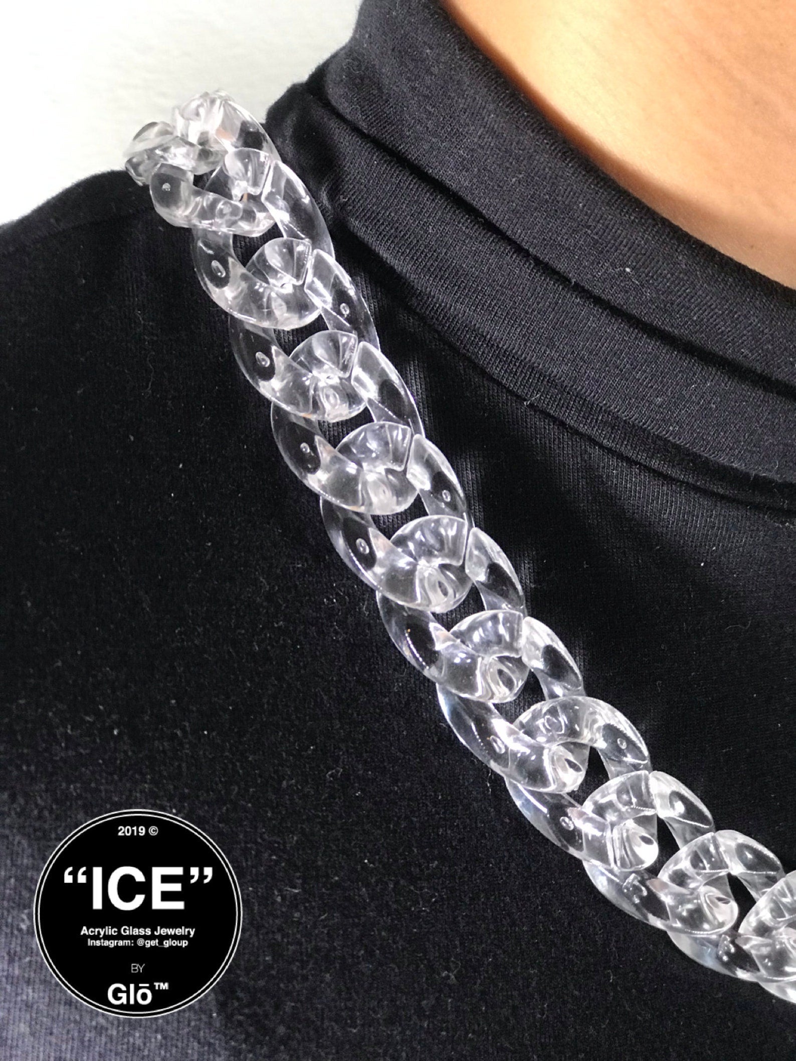 Clear Large Cuban Link Necklace. Acrylic glass Chain. plushtrap