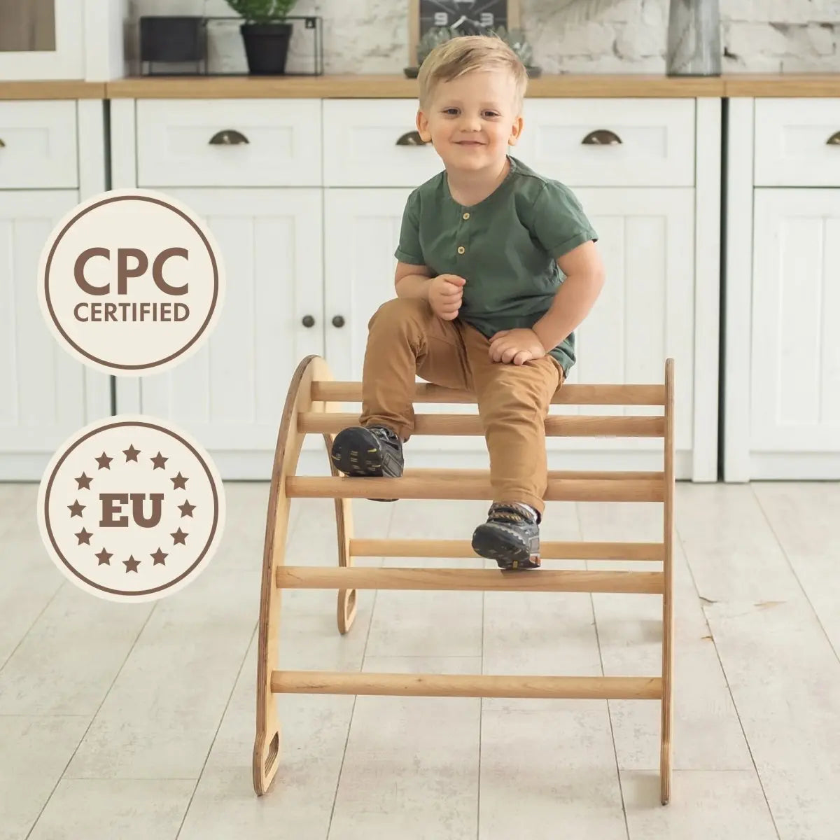 Climbing Arch & Rocker Balance - Montessori Climbers for Kids 1-7 y.o. – Beige Goodevas B2B