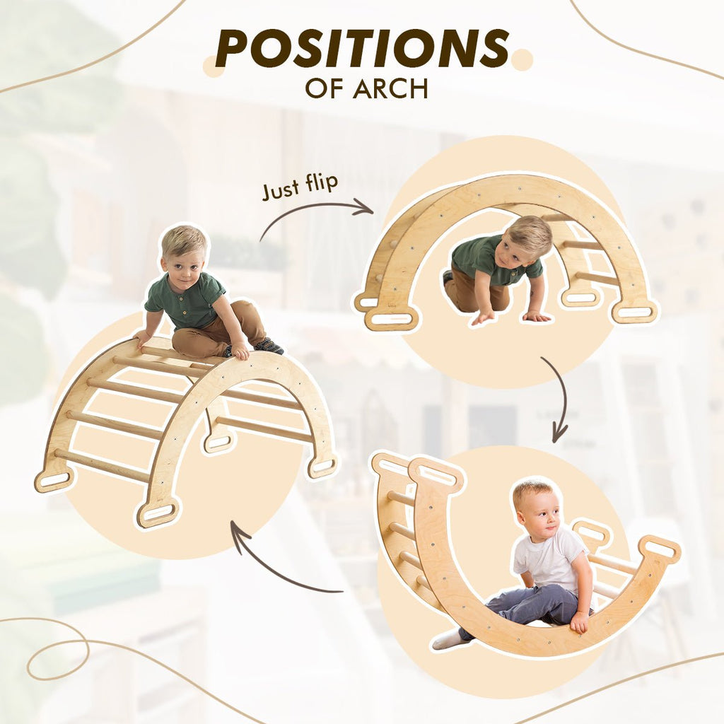 Climbing Arch & Rocker Balance - Montessori Climbers for Kids 1-7 y.o. – Beige Goodevas B2B