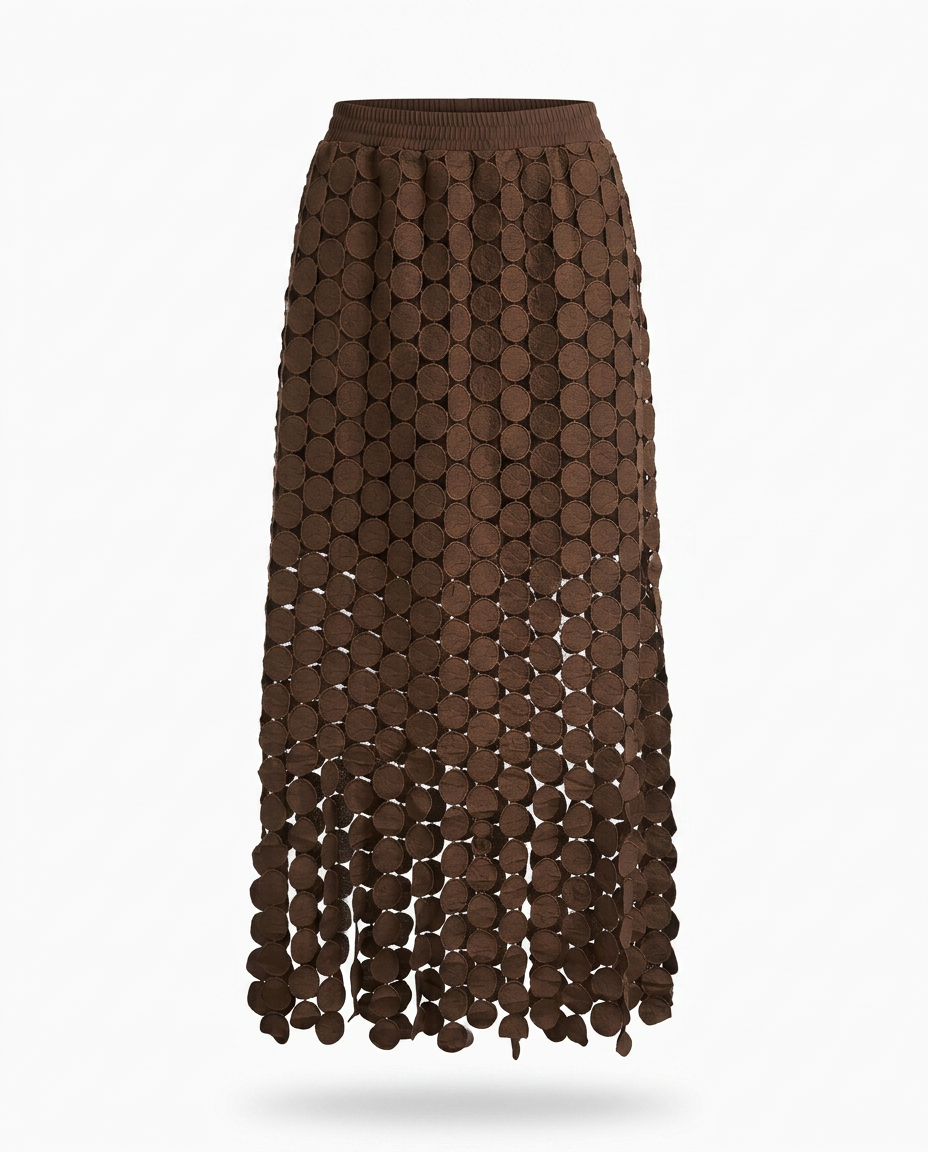 Spirited Tassel Midi Skirt Boho Brown