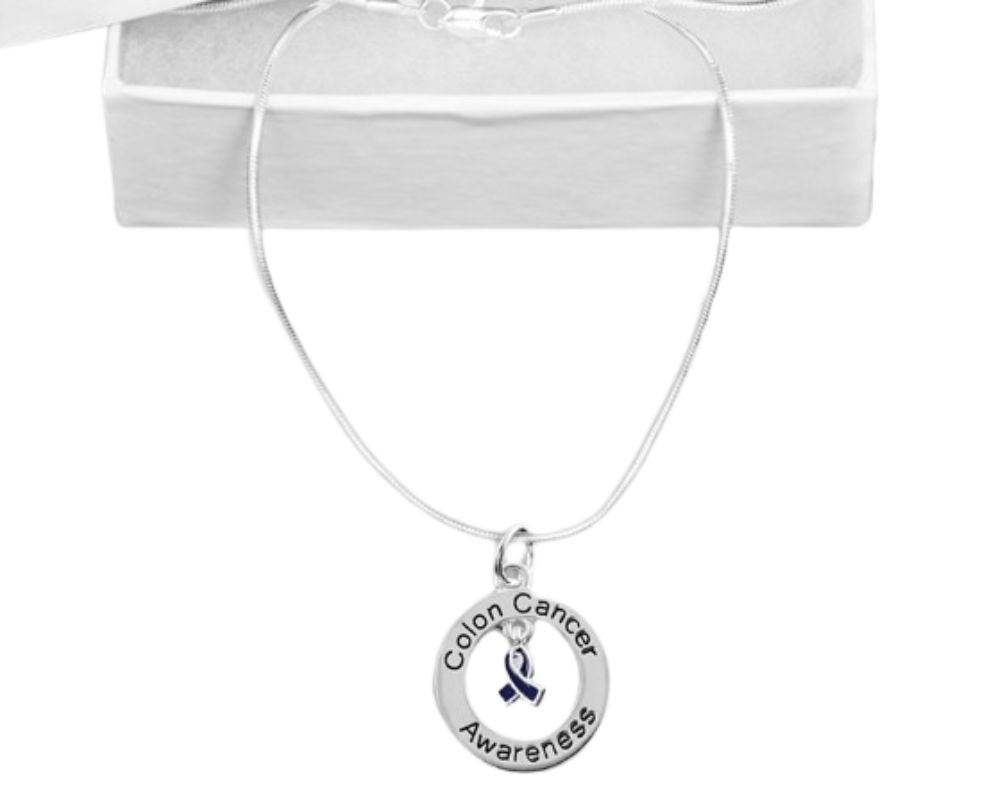 Colon Cancer Awareness Dark Blue Ribbon Necklaces The Awareness Company