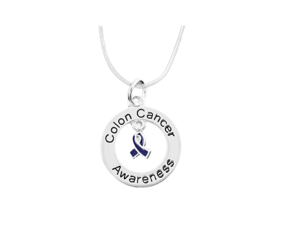 Colon Cancer Awareness Dark Blue Ribbon Necklaces The Awareness Company