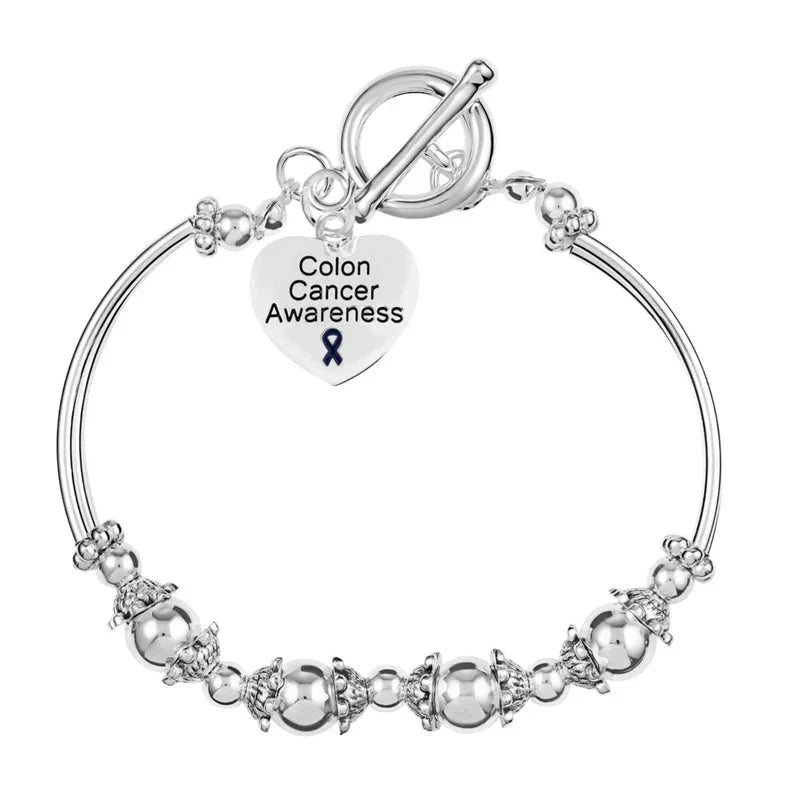 Colon Cancer Awareness Heart Charm Partial Beaded Bracelet The Awareness Company