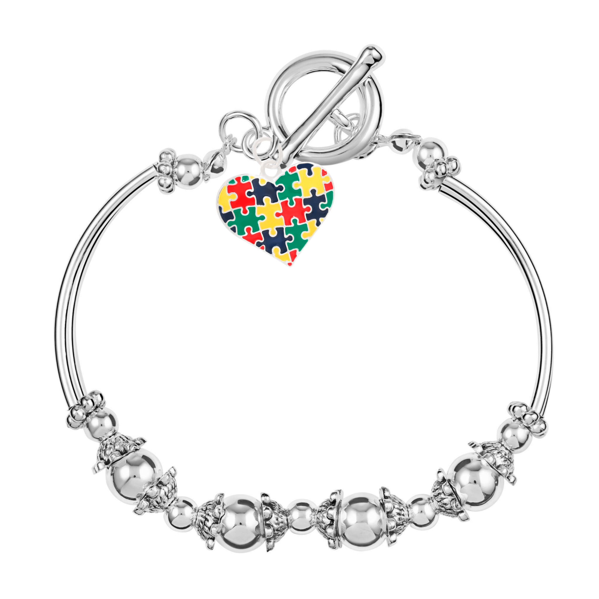 Colored Heart Puzzle Piece Autism Partial Beaded Bracelets The Awareness Company