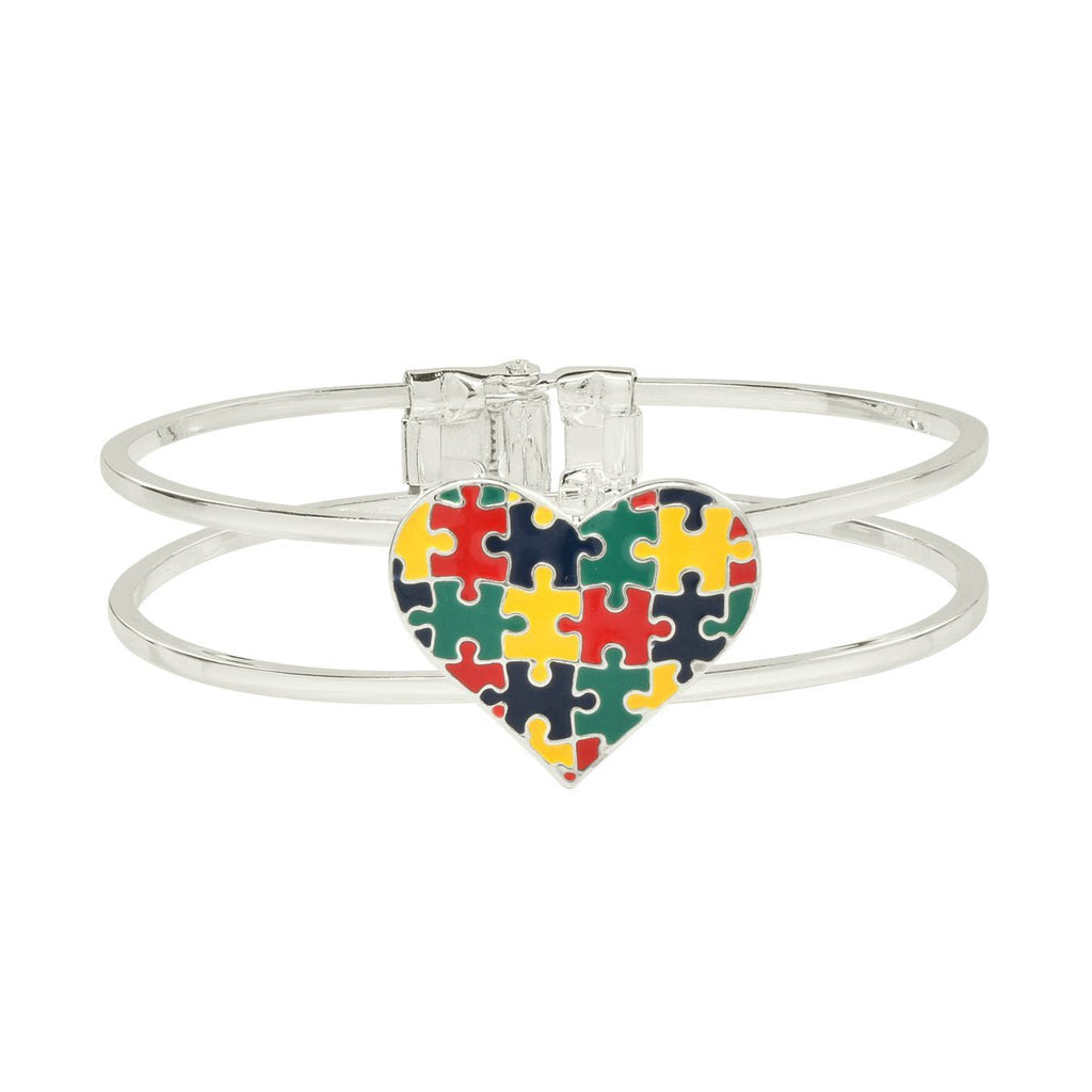 Colored Puzzle Heart Autism Awareness Bangle Bracelets The Awareness Company