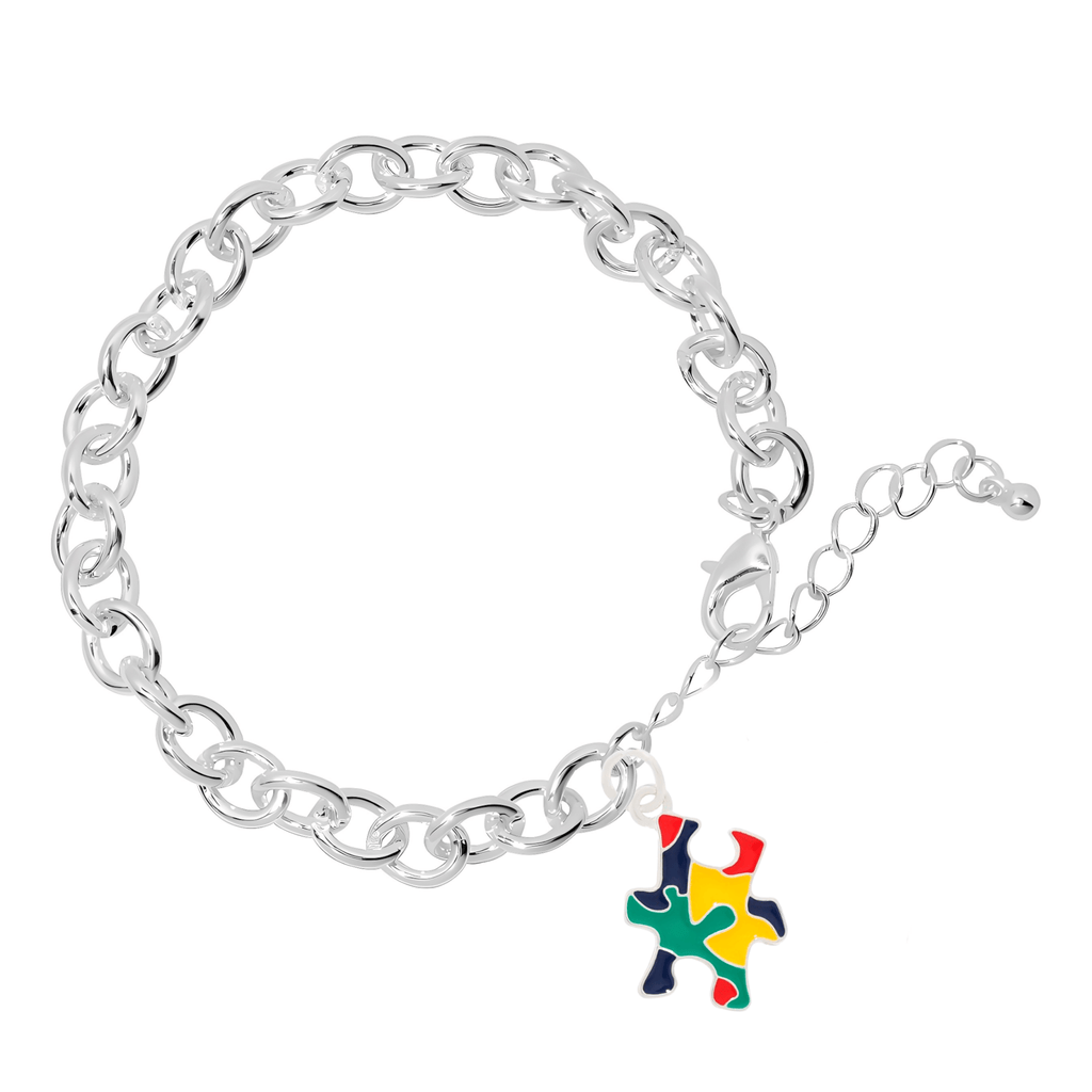 Colored Puzzle Piece Autism Awareness Chunky Charm Bracelets The Awareness Company