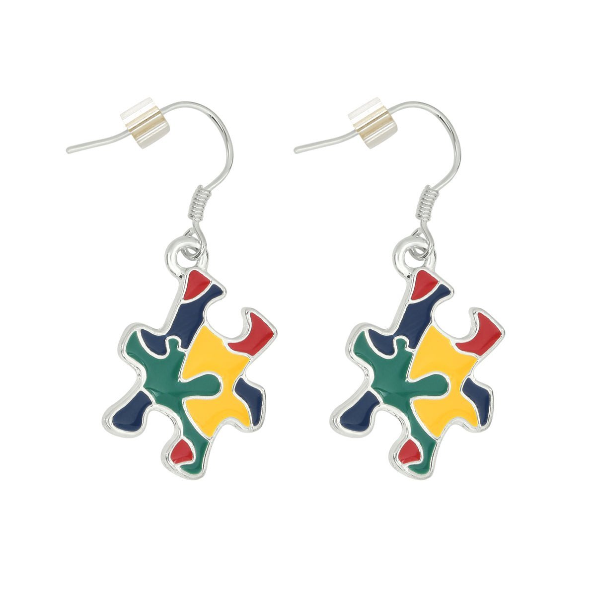 Colored Puzzle Piece Autism Awareness Hanging Earrings The Awareness Company