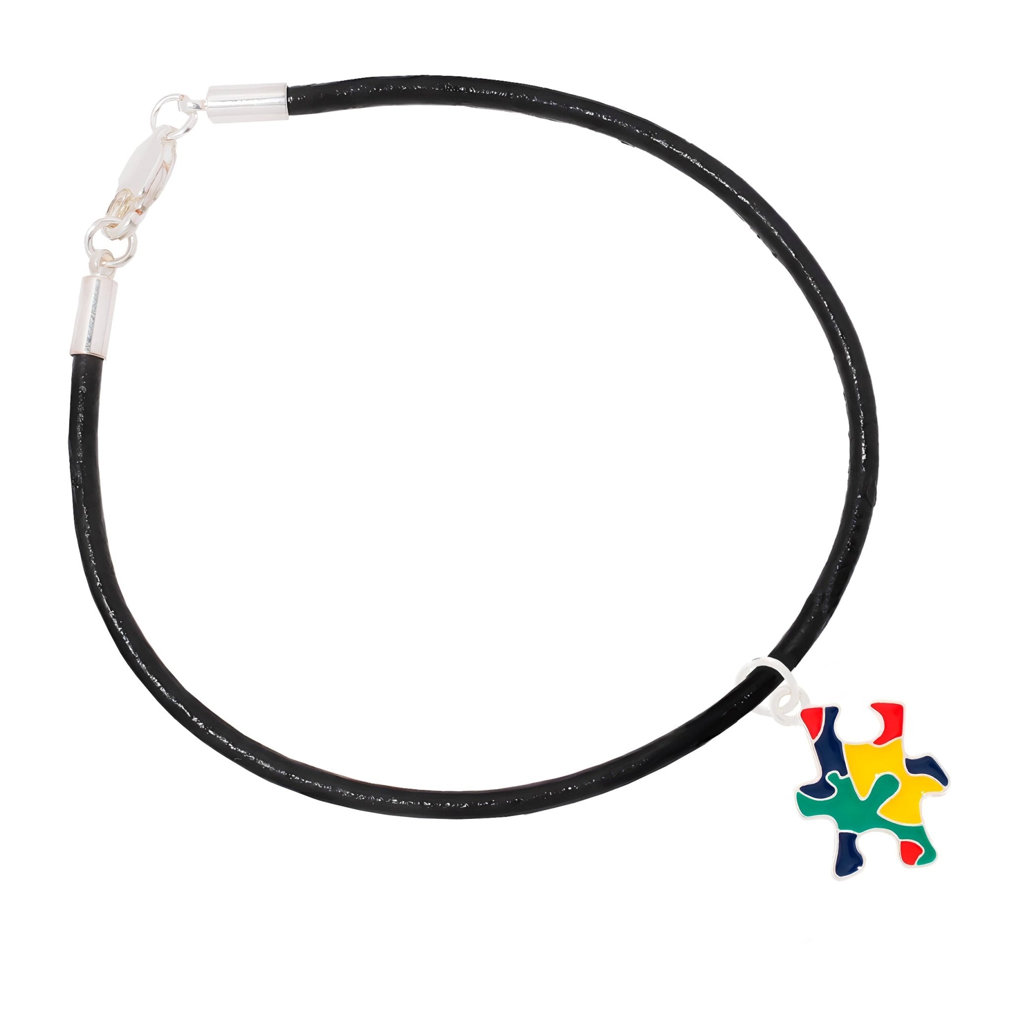 Colored Puzzle Piece Autism Leather Cord Bracelets The Awareness Company